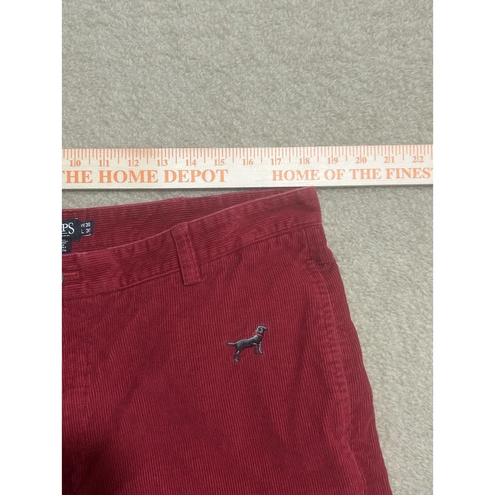 Vintage‎ Chaps Corduroy Shorts Embroidered Labrador Dogs 38x30 Red Casual Preppy